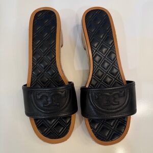 Tory Burch Fleming Espadrille Slide, Black, Women's 8.5